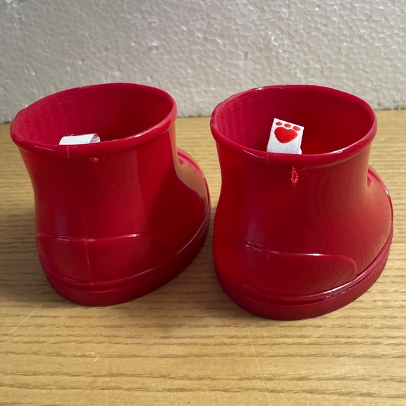 Build a Bear Workshop Red Rubber Rain Boots Superhero Shoes Shiny Wellies BABW - Picture 3 of 6